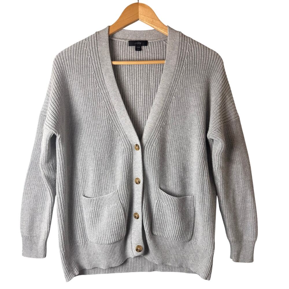 RE-IMAGINED J.CREW Cardigan Sweater Womens Gray Knit V-Neck Cashmere Blend